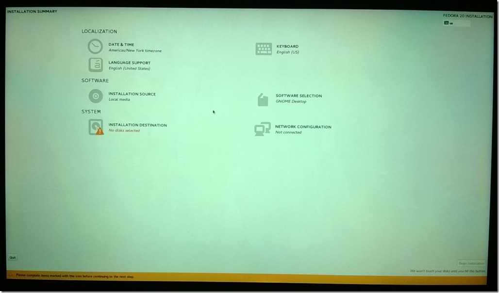 Select installation destination