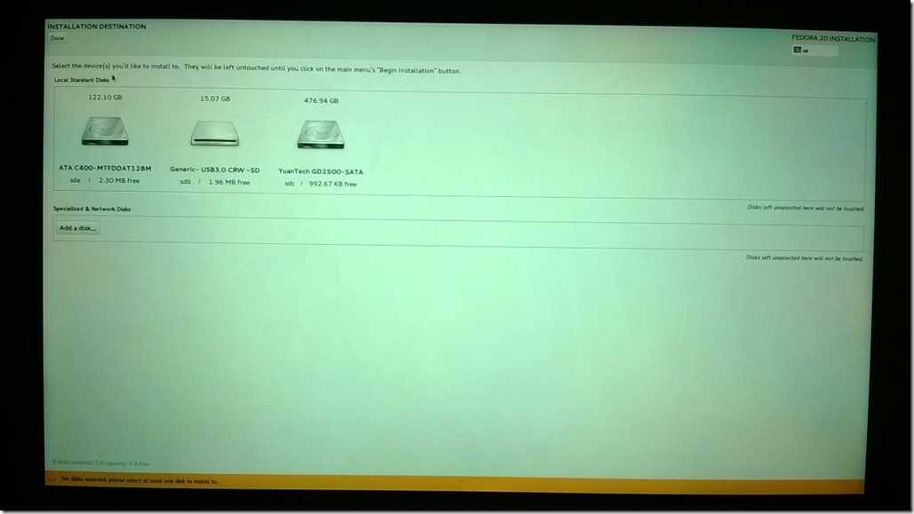 Select disk