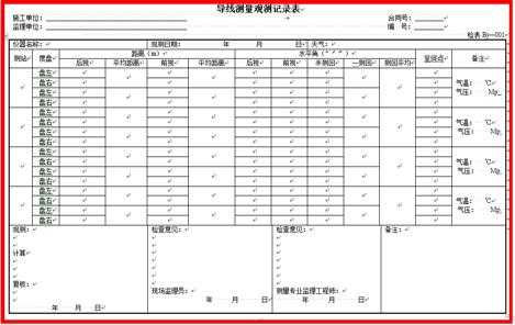 导线记录表2（适用于符合导线，闭合导线，支导线）