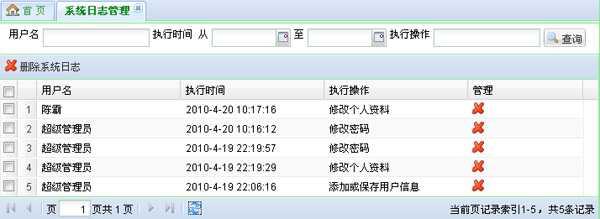 查看日志数据表格