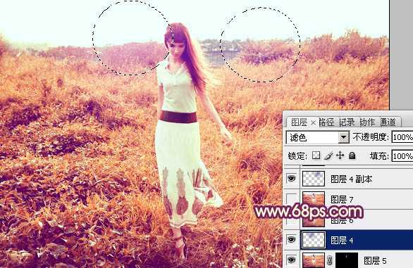 ‘Photoshop将草地人物图片调制出秋季漂亮的橙色效果‘