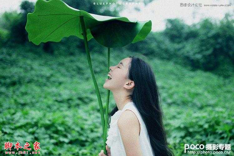 ‘Photoshop将手持荷叶美女调制出清新色调‘