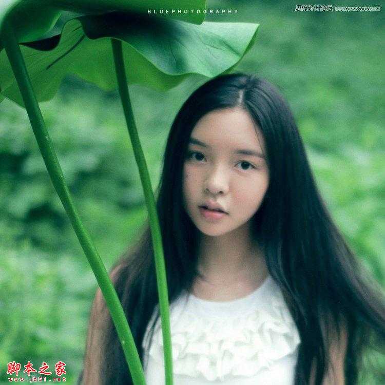 ‘Photoshop将手持荷叶美女调制出清新色调‘