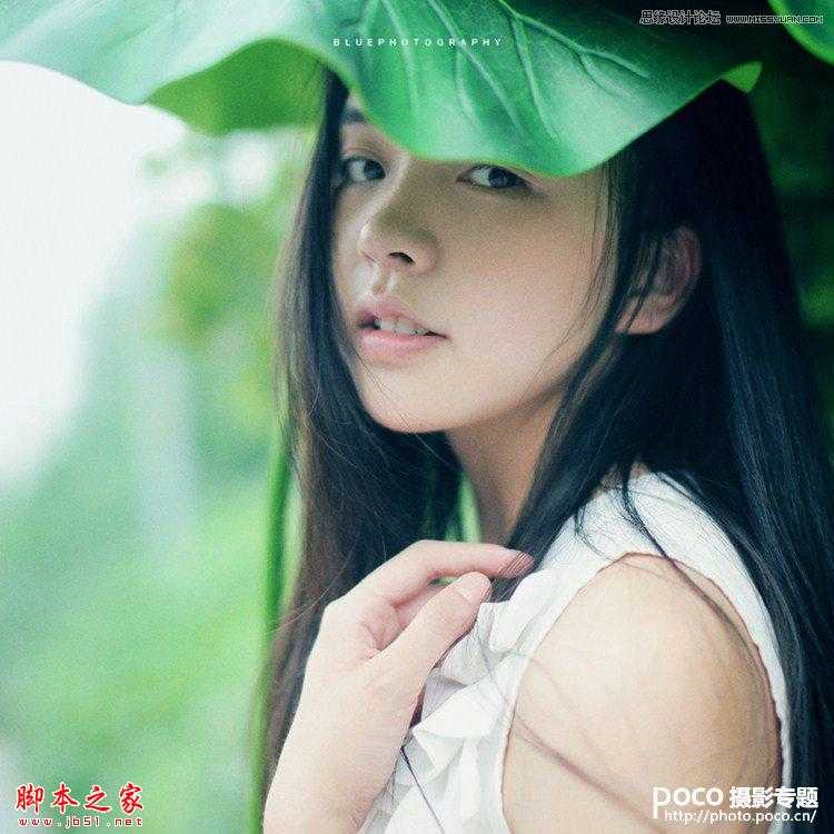 ‘Photoshop将手持荷叶美女调制出清新色调‘