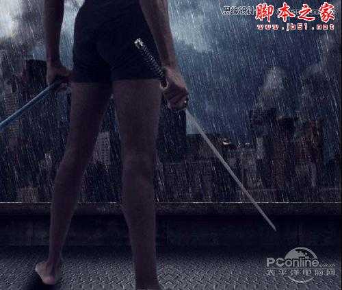 ‘Photoshop合成制作雨夜杀戮的超智能机器人战士‘