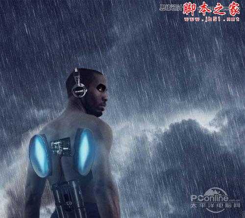 ‘Photoshop合成制作雨夜杀戮的超智能机器人战士‘