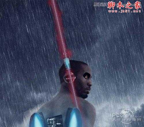 ‘Photoshop合成制作雨夜杀戮的超智能机器人战士‘