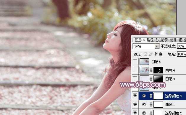 ‘Photoshop将美女图片快速打造出柔和的韩系淡蓝色效果‘