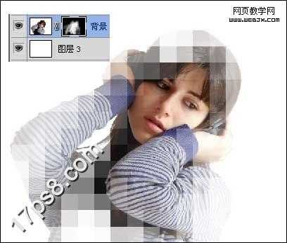 ‘Photoshop将给美女图片添加透明马赛克边框实例教程‘