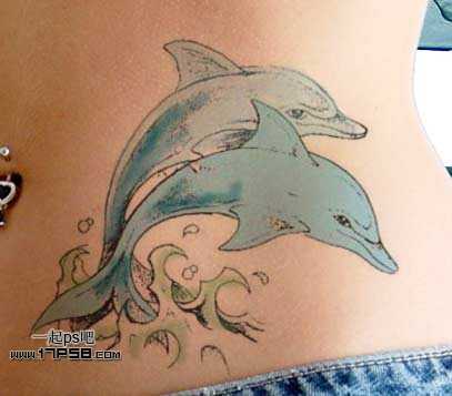 ‘photoshop制作出漂亮的海豚立体纹身效果‘