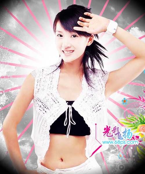 Photoshop处理美女照片为光彩飞扬特效