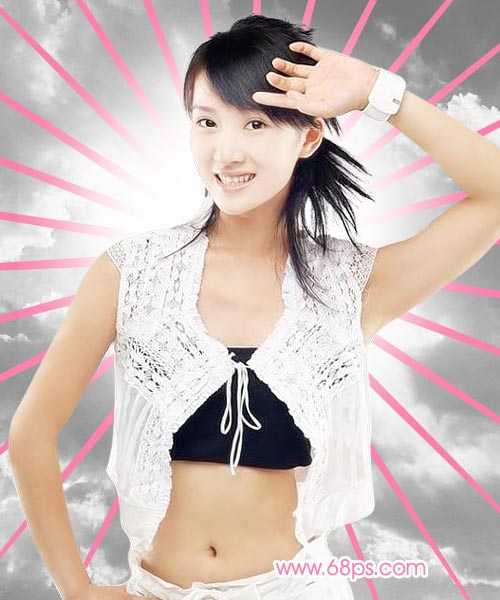 Photoshop处理美女照片为光彩飞扬特效