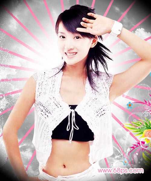 Photoshop处理美女照片为光彩飞扬特效