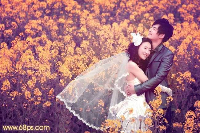 ‘Photoshop为油菜花婚片打造出漂亮的橙紫色‘