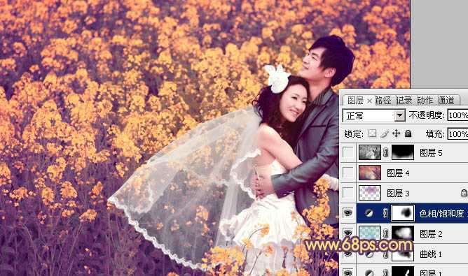 ‘Photoshop为油菜花婚片打造出漂亮的橙紫色‘