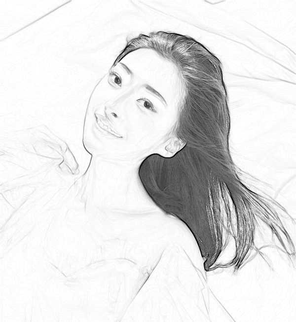 ‘Photoshop制作美女的素描图片特效‘