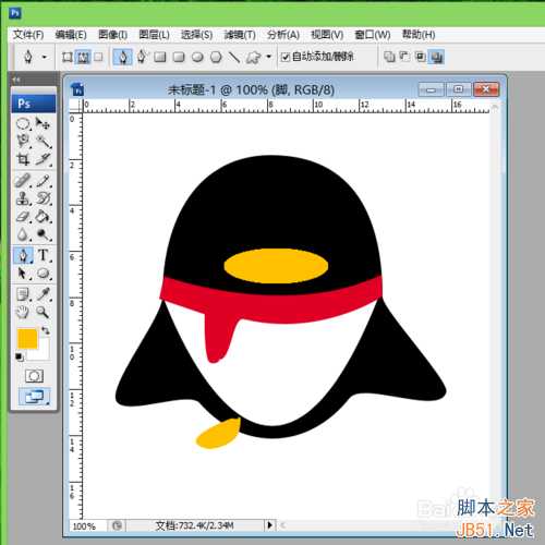 ‘如何画qq企鹅?ps路径工具绘制qq企鹅方法‘