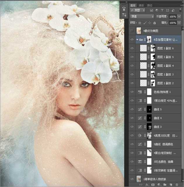 ‘Photoshop(PS)把灰蒙模特头像照片调成梦幻色彩效果实例教程‘