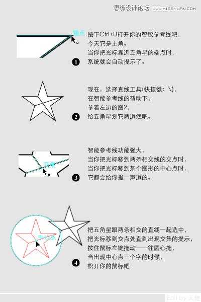 Illustrator教程：五星和圆形图案的连接技巧