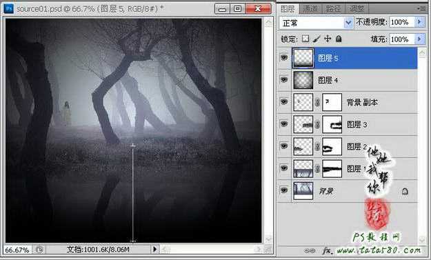 ‘Photoshop制作寂静恐怖的丛林电影海报教程‘