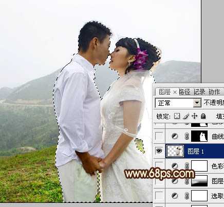 ‘Photoshop为山景婚片增加漂亮的霞光色效果‘