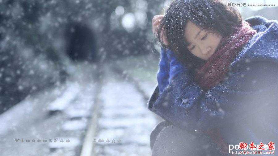 ‘Photoshop为人像制造浪漫雪景特效‘
