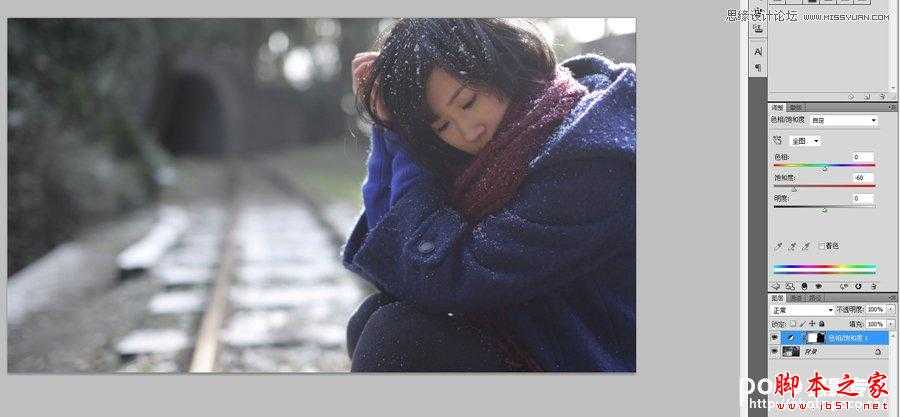‘Photoshop为人像制造浪漫雪景特效‘