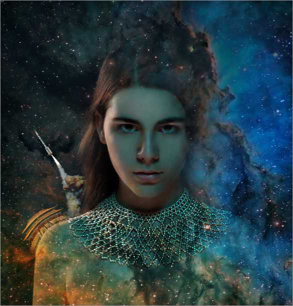 ‘photoshop创意妆面合成技巧之将人物脸部磨皮制作出梦幻的星空战士‘