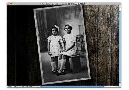 ‘用PS合成一张沾有血迹的恐怖古老照片效果‘