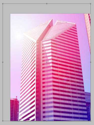 ‘photoshop利用渐变工具将建筑图片打造出梦幻的紫红色效果‘