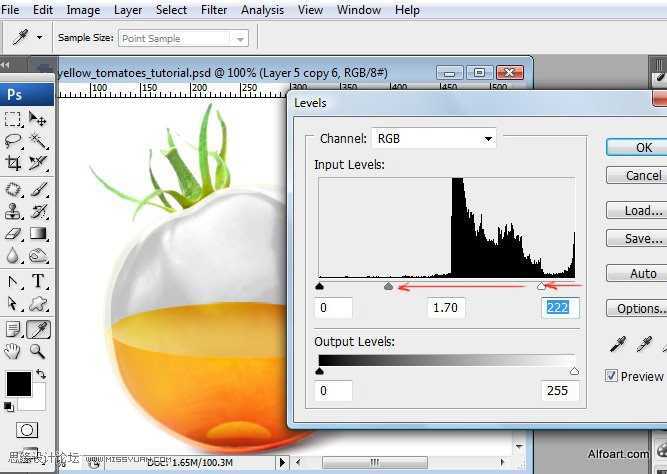 ‘PS合成装满液体的玻璃光泽西红柿‘