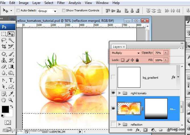 ‘PS合成装满液体的玻璃光泽西红柿‘