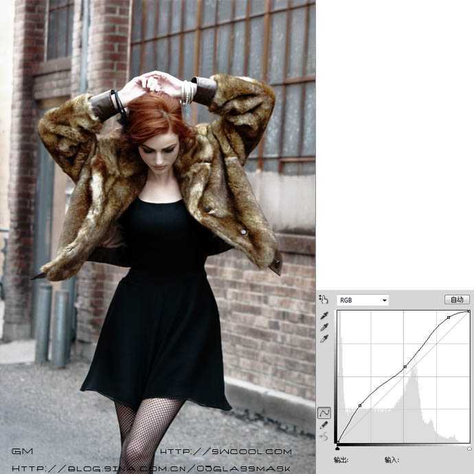 ‘Photoshop将模特图片调制出流行的欧美红褐色‘