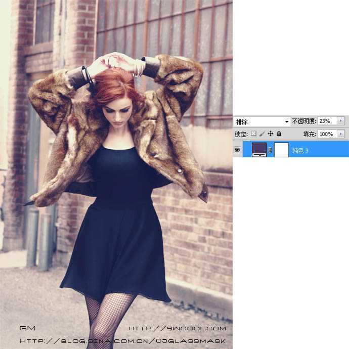 ‘Photoshop将模特图片调制出流行的欧美红褐色‘