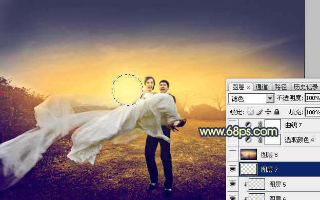 ‘Photoshop调出大气的晨曦暖色外景婚片‘