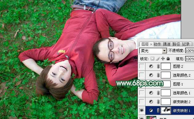 ‘Photoshop将情侣图片调成甜美的橙红色‘