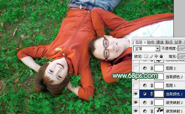 ‘Photoshop将情侣图片调成甜美的橙红色‘