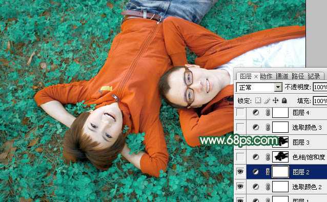 ‘Photoshop将情侣图片调成甜美的橙红色‘