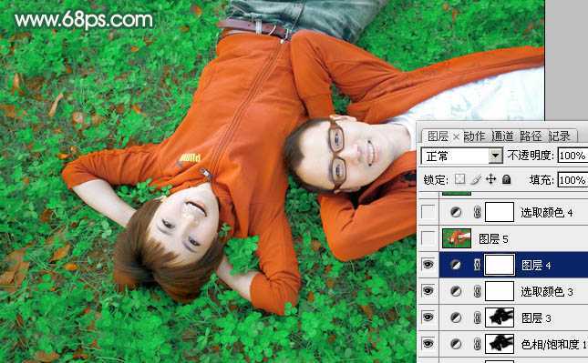 ‘Photoshop将情侣图片调成甜美的橙红色‘