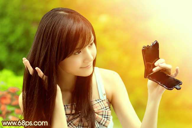 ‘Photoshop将外景美女图片打造出鲜艳的橙黄色效果‘