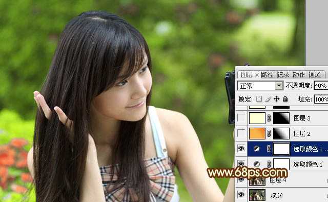 ‘Photoshop将外景美女图片打造出鲜艳的橙黄色效果‘