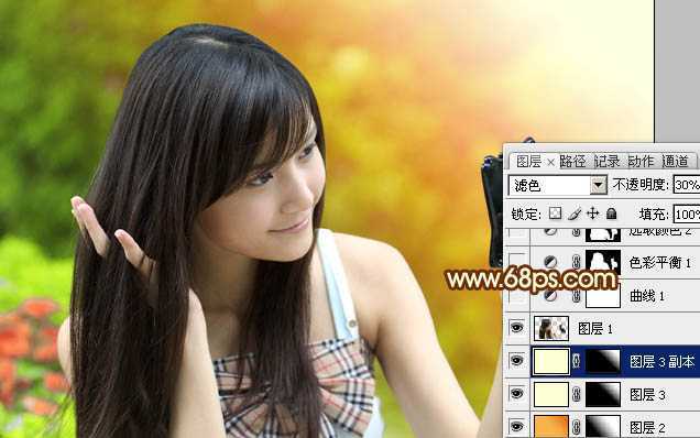 ‘Photoshop将外景美女图片打造出鲜艳的橙黄色效果‘