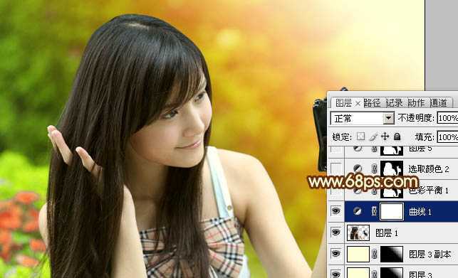 ‘Photoshop将外景美女图片打造出鲜艳的橙黄色效果‘