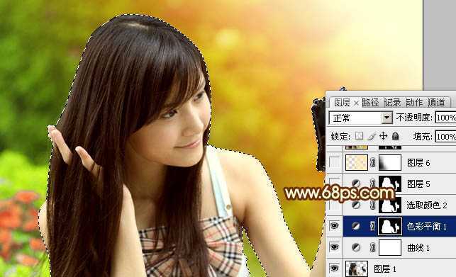 ‘Photoshop将外景美女图片打造出鲜艳的橙黄色效果‘