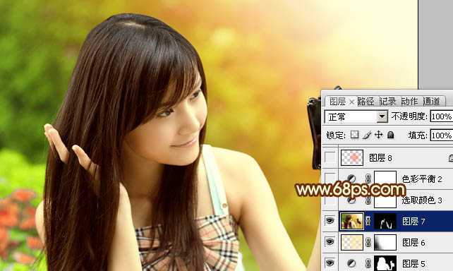 ‘Photoshop将外景美女图片打造出鲜艳的橙黄色效果‘