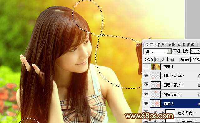 ‘Photoshop将外景美女图片打造出鲜艳的橙黄色效果‘