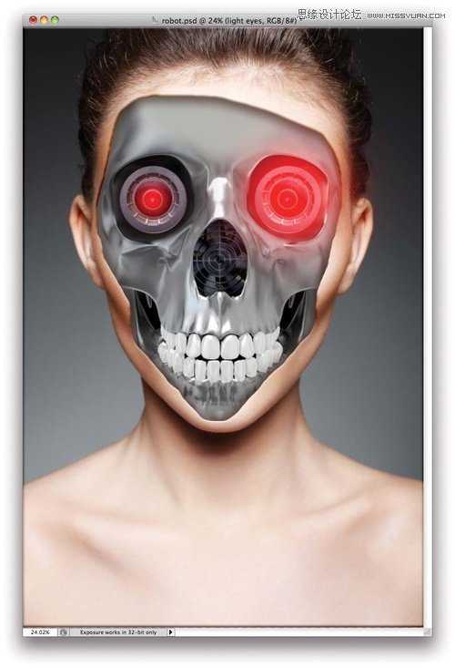 ‘Photoshop合成超酷的智能机器人脸部效果‘