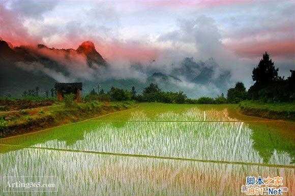 ‘ps把山间云彩制作成漂亮的红光效果教程‘