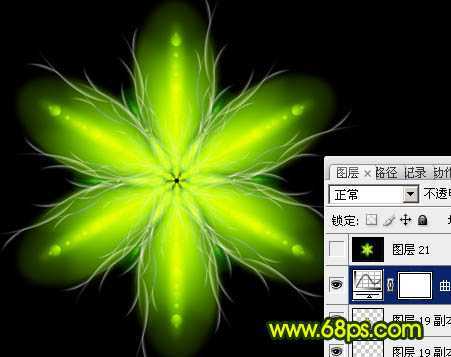 ‘Photoshop制作出奇幻有层次感的绿色荧光花朵‘