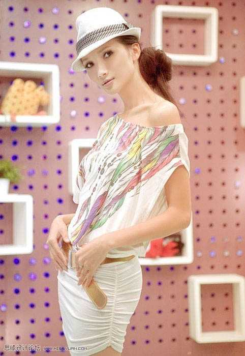 ‘Photoshop为模特照片加上甜美的粉红色‘